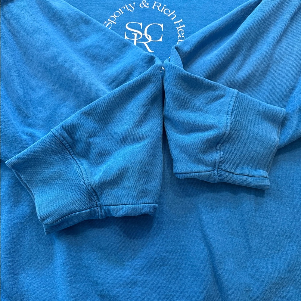 Sporty & Rich SRHWC Blue Cotton Crewneck Oversized Cozy Sweatshirt XL - Picture 4 of 8